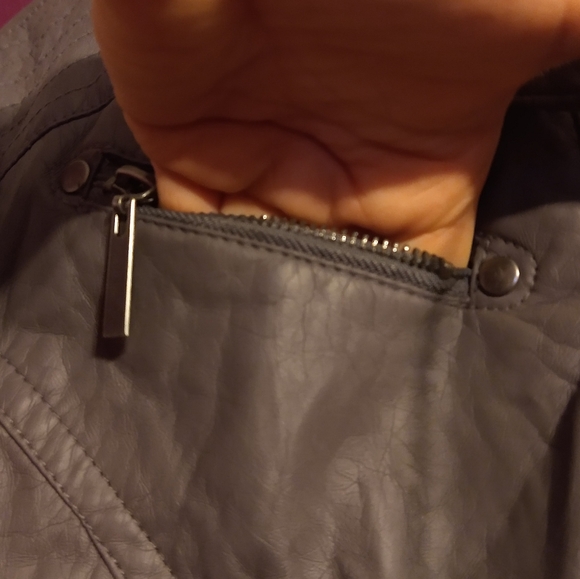 Urbanology Large Faux Leather Coat with hood - Picture 8 of 16